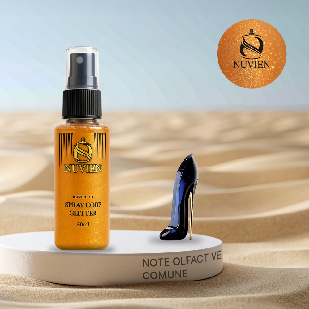Spray de corp cu sclipici, Nuvien, 50ml – 106, inspirat din Good Girl - Carolina Herrera