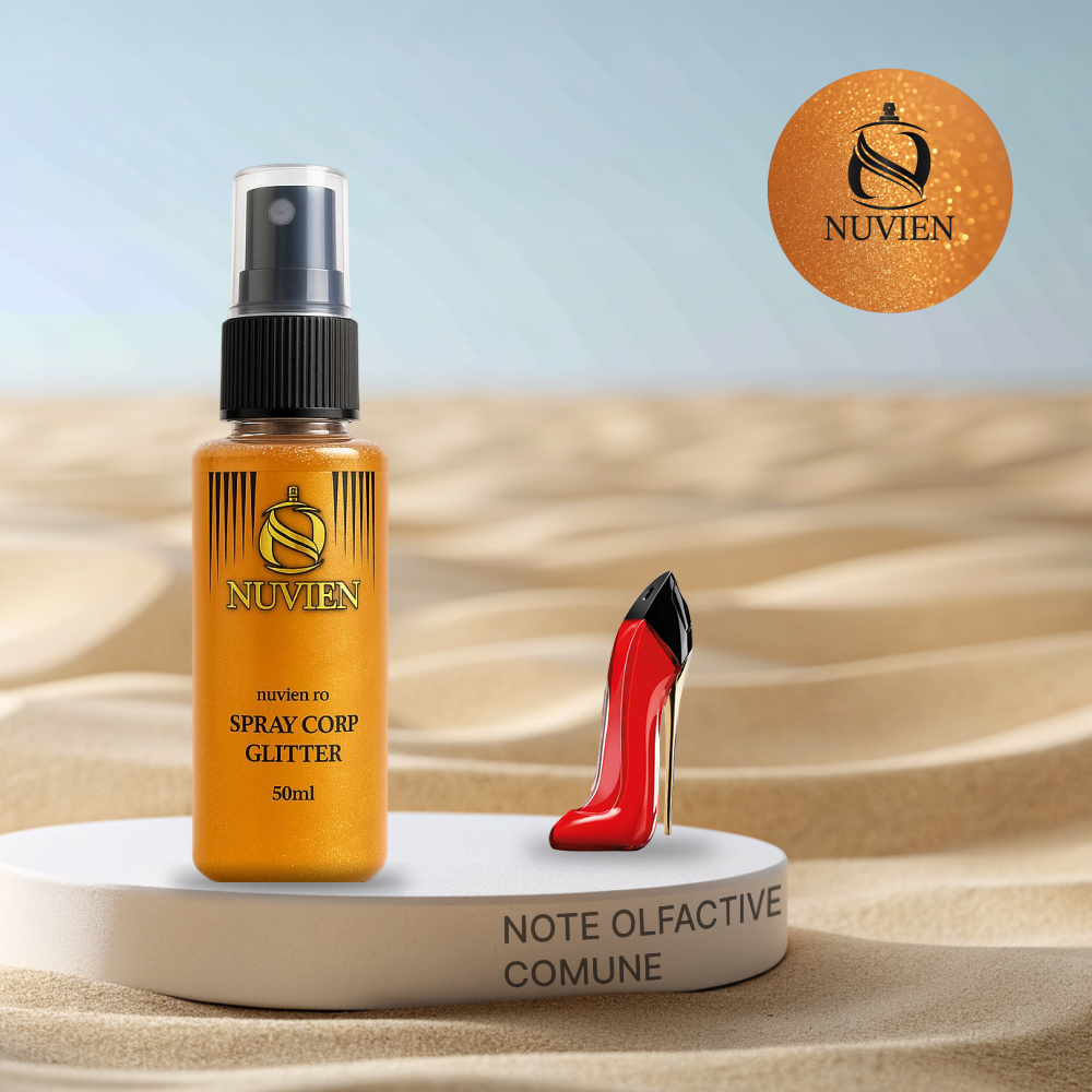 Spray de corp cu sclipici, Nuvien, 50ml – 112, inspirat din Very Good Girl - Carolina Herrera