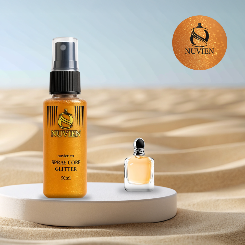 Spray de corp cu sclipici, Nuvien, 50ml – 128, inspirat din Because It's You - Armani