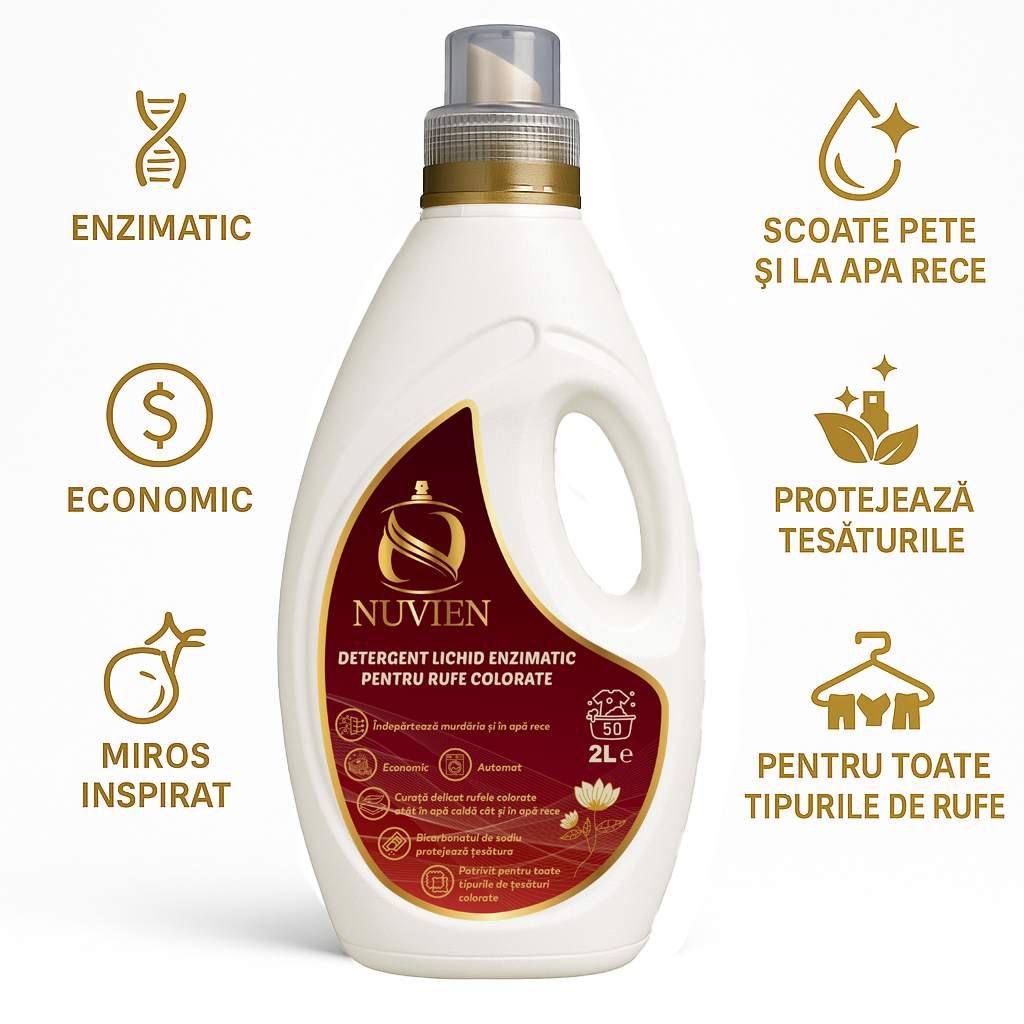 Detergent lichid enzimatic pentru rufe colorate, 50 spalari, miros inspirat din so scandal, 2L