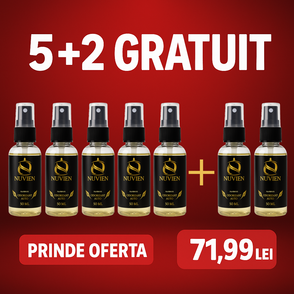 Pachet promotional 5+2 odorizante auto 50ml, mirosuri de lux inspirate din branduri de renume