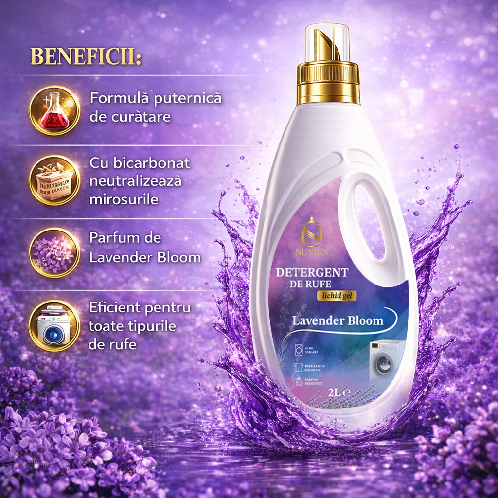 Detergent lichid Nuvien Lavender Bloom 2L cu bicarbonat